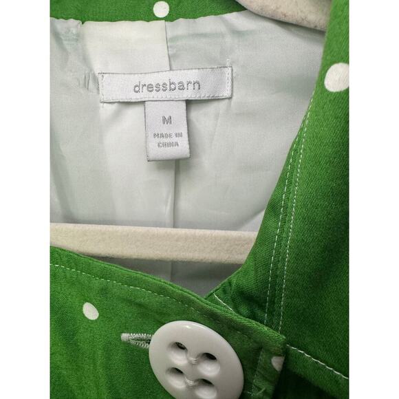 Dress Barn Green White Polka Dot Jacket Coat Collared Pockets Women Size Medium - Picture 3 of 3